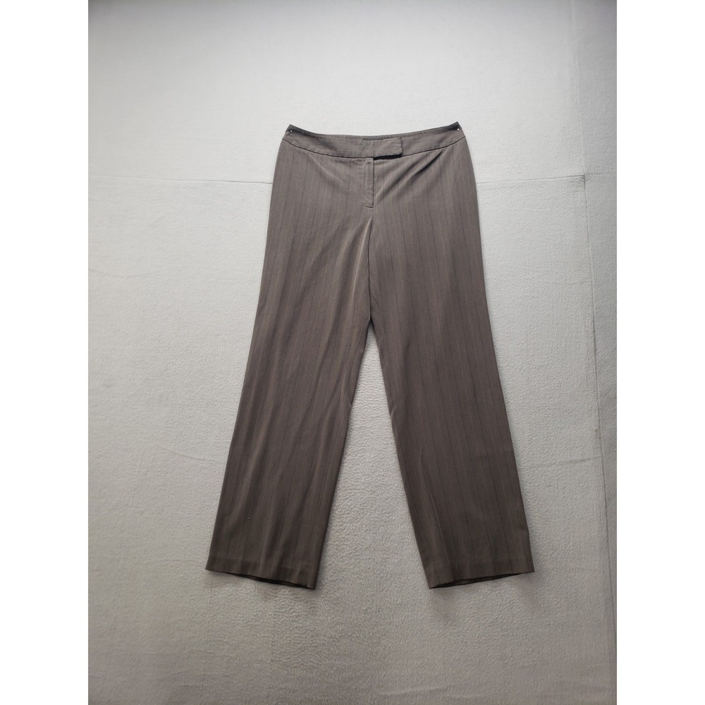 Style&Co Women Dress Pant 14 Gray Pinstripe Wide Leg High Waist Office Workwear